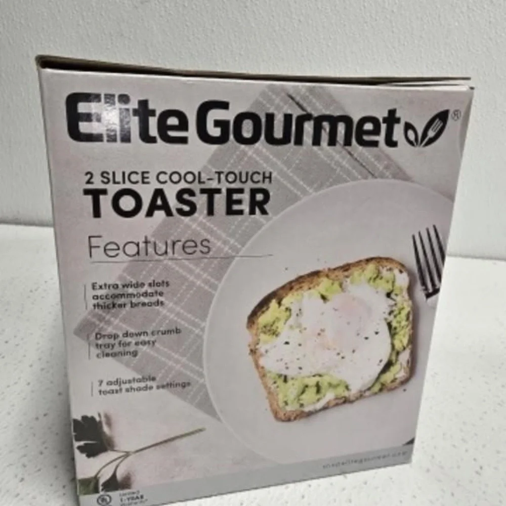 Toaster 2 Slice-Elite Gourmet-White New in Box Home Kitchen Dining Dormitory